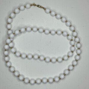 Monet Necklace White and Gold Beads